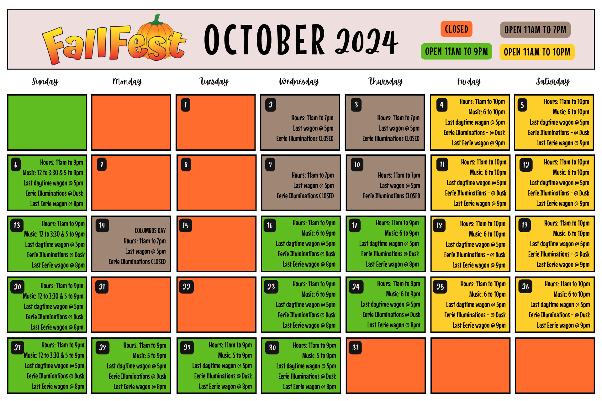 fallfest calendar